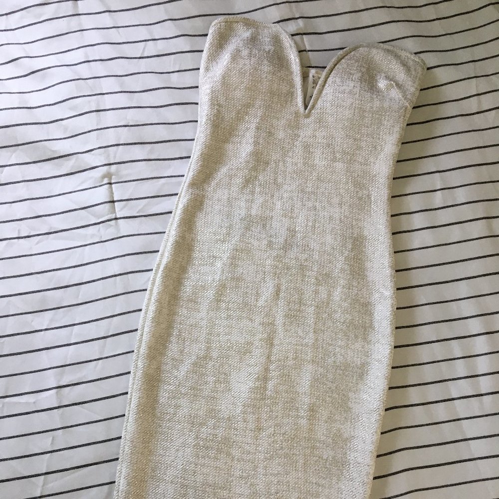 NWT White and Gold Strapless Fitted Dress
